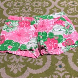 Lilly Pulitzer pink and green floral shorts